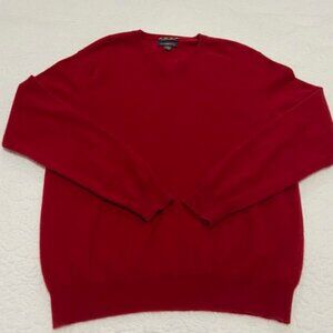 Club Room Estate Cashmere Red V Neck Sweater, Men's Size Large